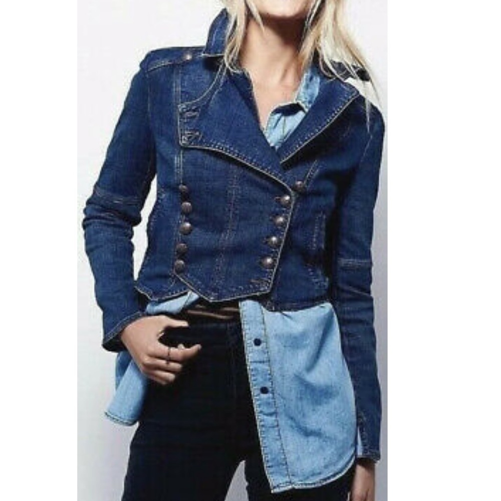 Free People Military Denim Jacket
